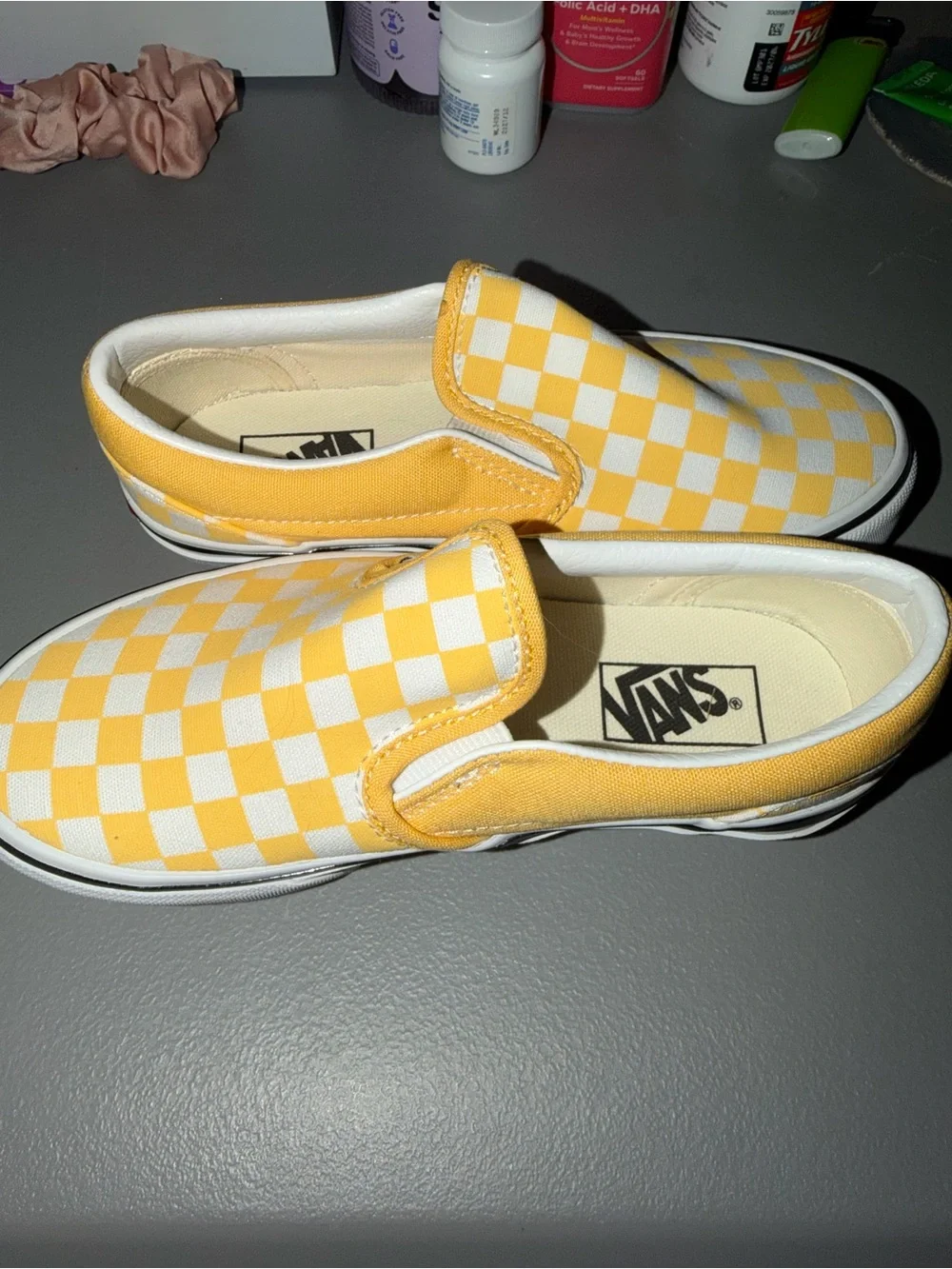 Vans Kids Slip-On Checkerboard Sneakers - Yellow & White